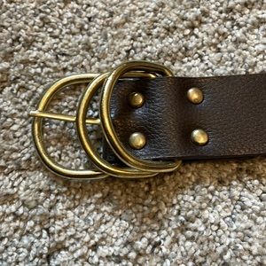 Brown belt, gold buckle